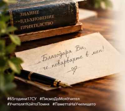 "Писмо до моя учител" - покана към поколенията на 17. СУ 1